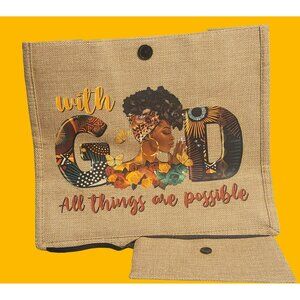 "With God All Things Are Possible" Tote Bag with Inner Pocket & Zipper Clutch (S
